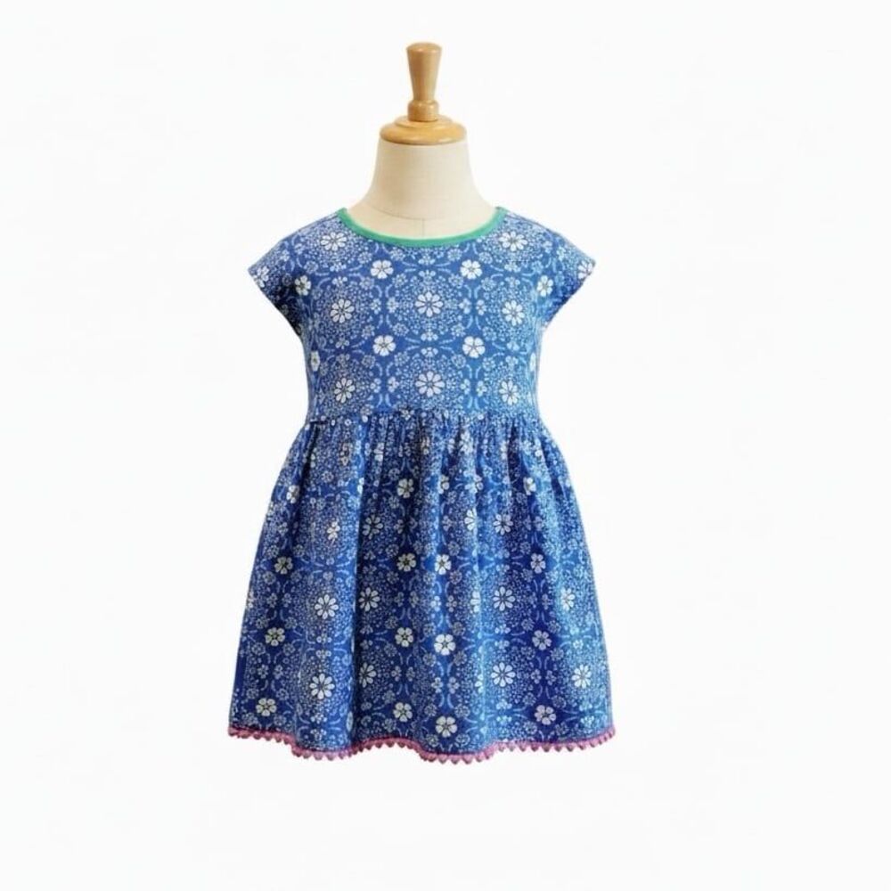Matilda Jane Simply Symmetry Tunic Girls Sz 8 Blue Floral Pink Pom Pom Top READ